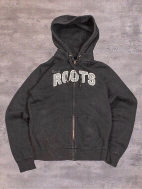 Vintage VTG Y2K's 00's Root's Canada Zip Collegiate Spellout Y2K Black Hoodie